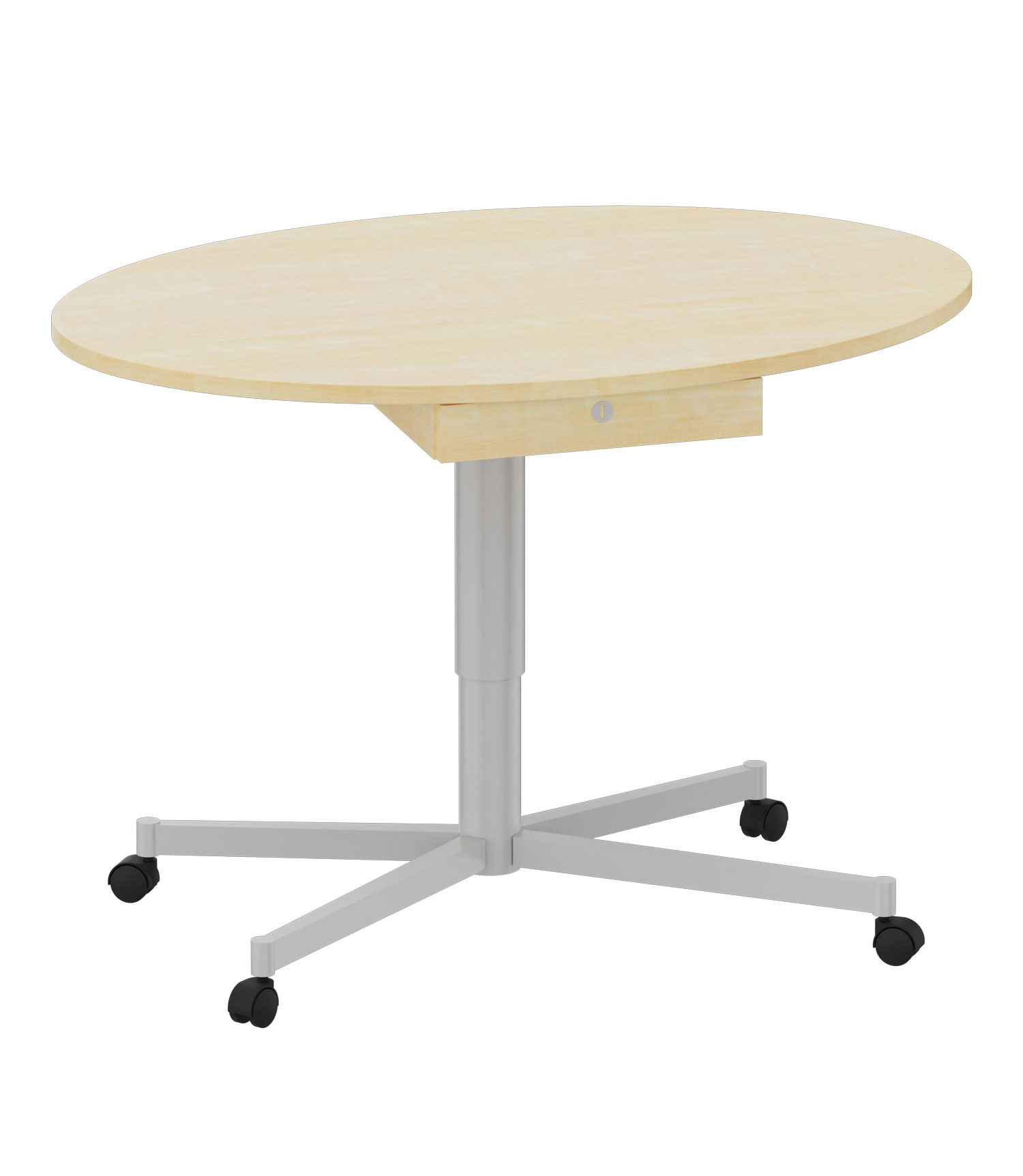 Lehrertisch Luna, fahrbar und höhenverstellbar, mit Schublade Ahorn Dekor