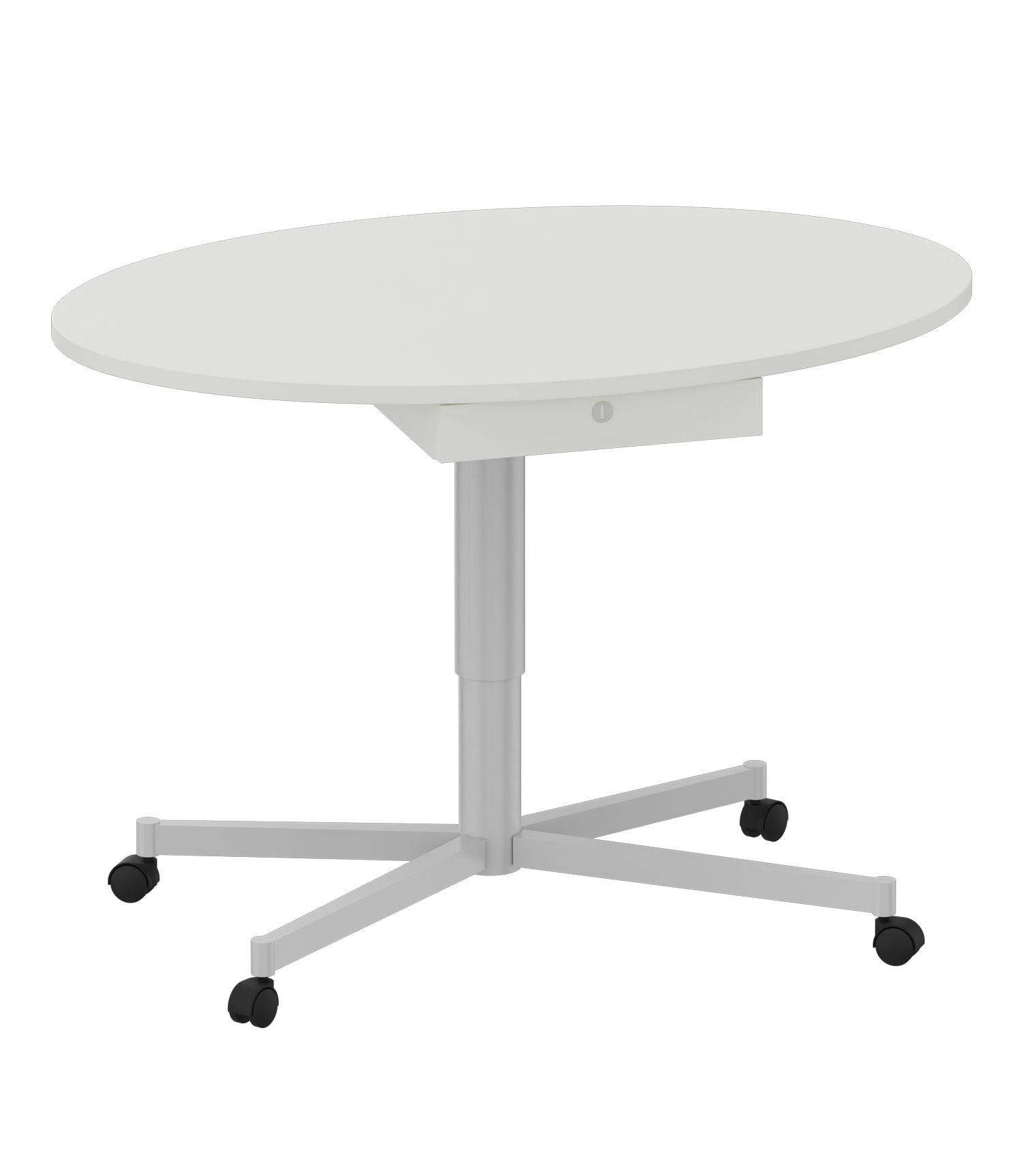 Lehrertisch Luna, fahrbar und höhenverstellbar, mit Schublade Dekor weiß