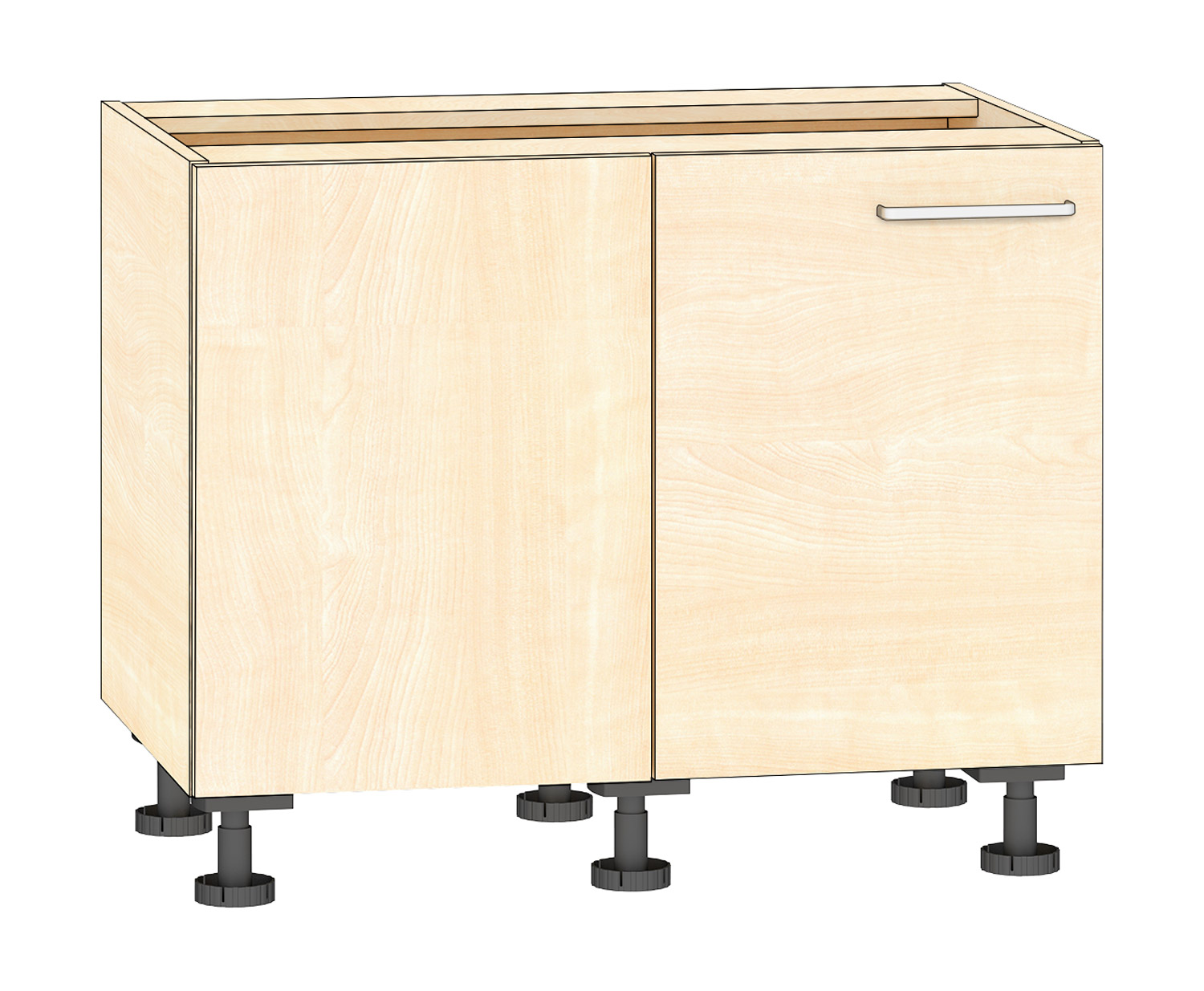 Eckschrank, Höhe 74 cm Türanschlag links, Ahorn