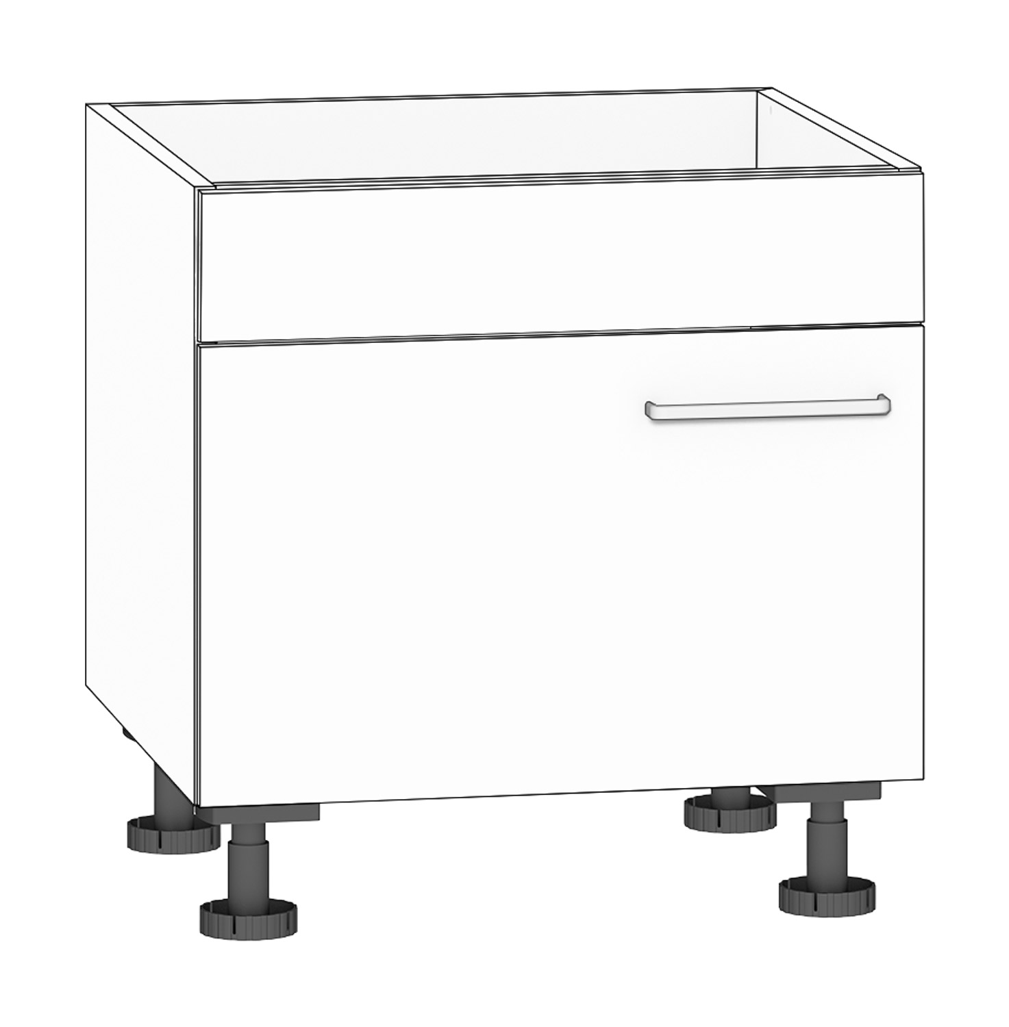 Halber Spülenschrank Breite 60 cm, Türanschlag links, weiß