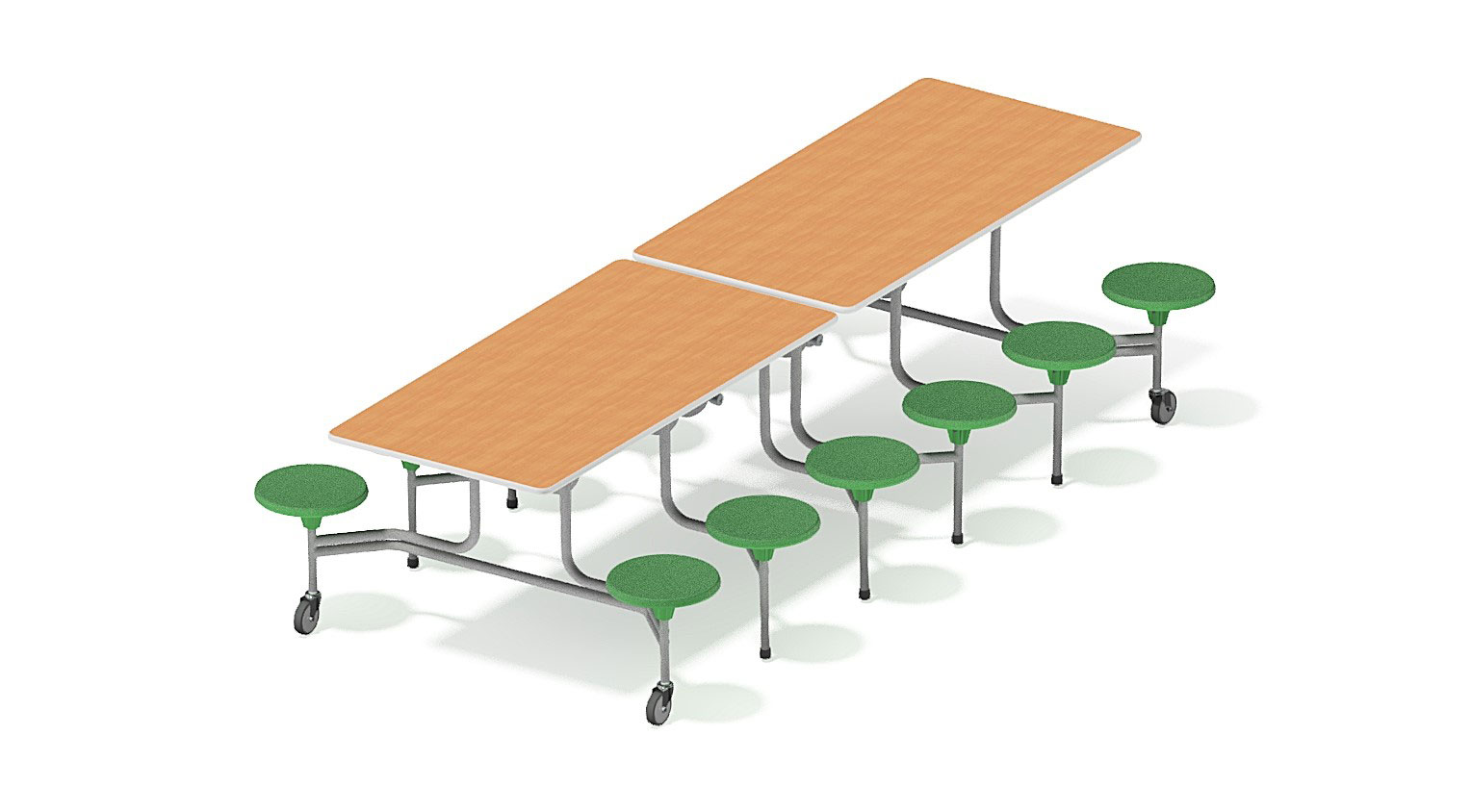 12er Tisch-Sitzkombination Buche Dekor, grün, Sitzhöhe 44 cm