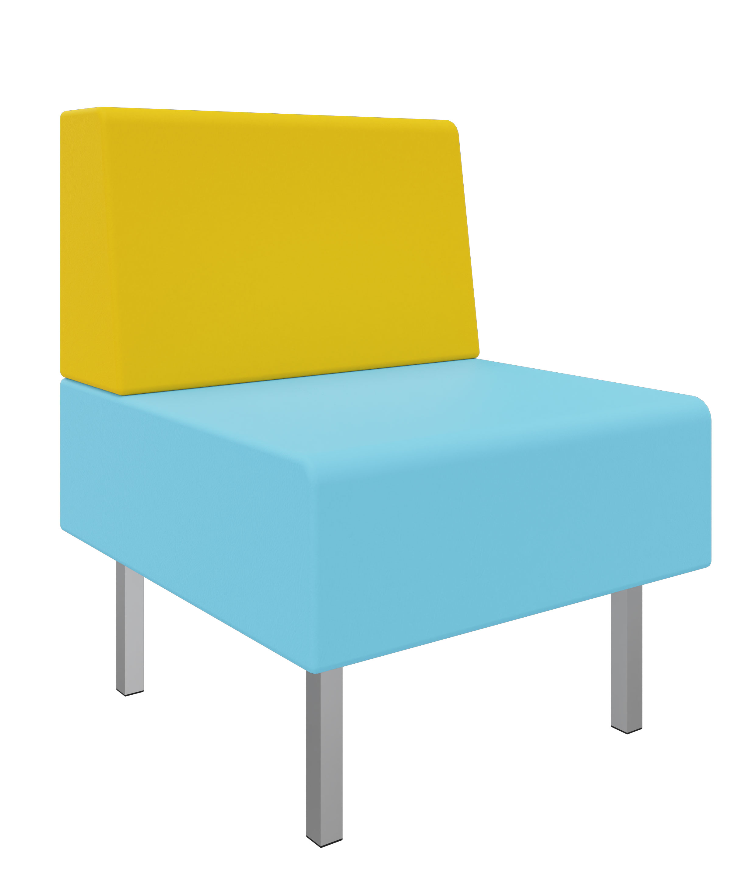 Litti Sessel SOFTSKIN eisblau / gelb
