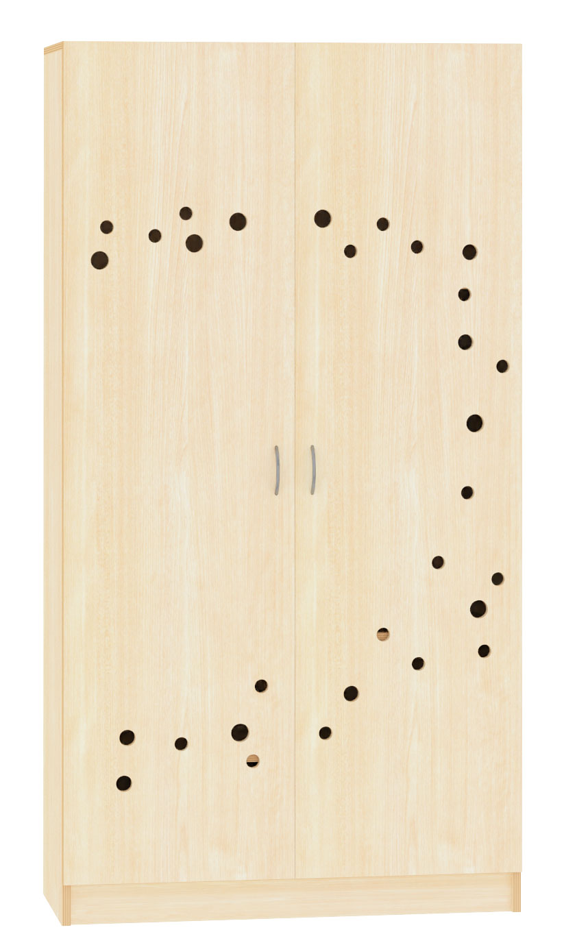 Deckenschrank, Breite 100 cm. Türe mit Lüftungslöchern 42 cm tief, Ahorn Dekor