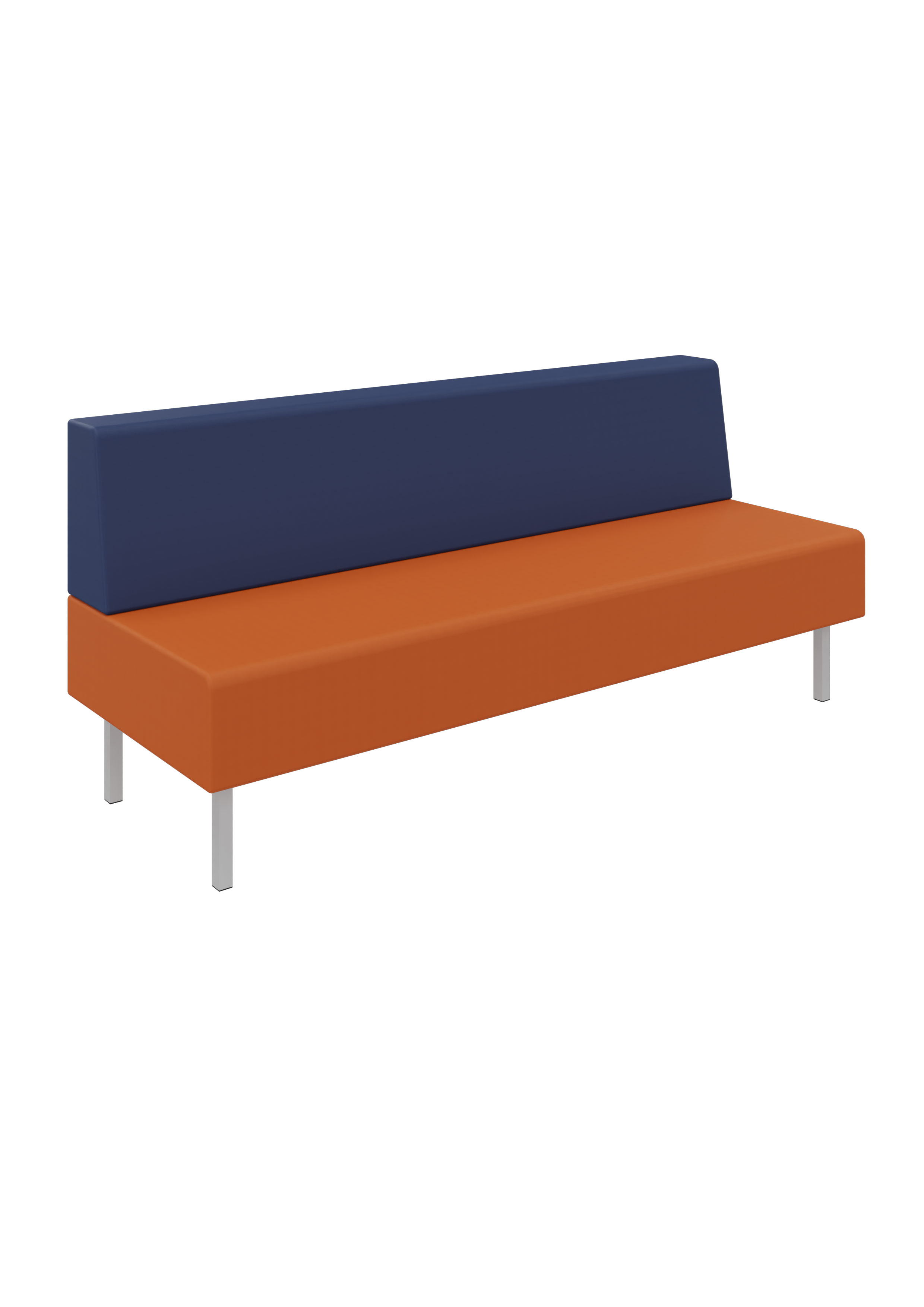 Litti Bank 3-Sitzer SOFTSKIN orange / dunkelblau