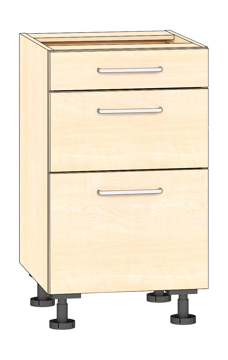 Schubkastenschrank 3 Schubkästen Breite 50 cm, Ahorn