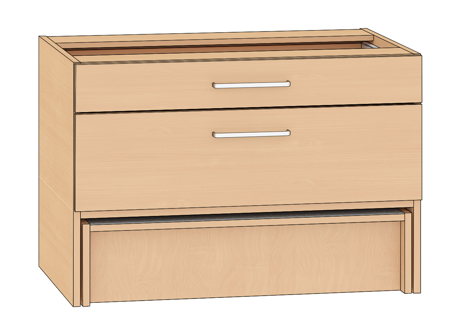 Schubkastenschrank mit 2 Schubkästen, Breite 90 cm