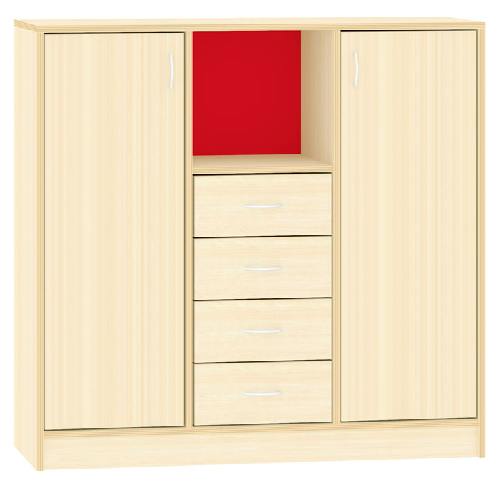 Hochschrank mit Türen und Schubkästen, Breite 125 cm