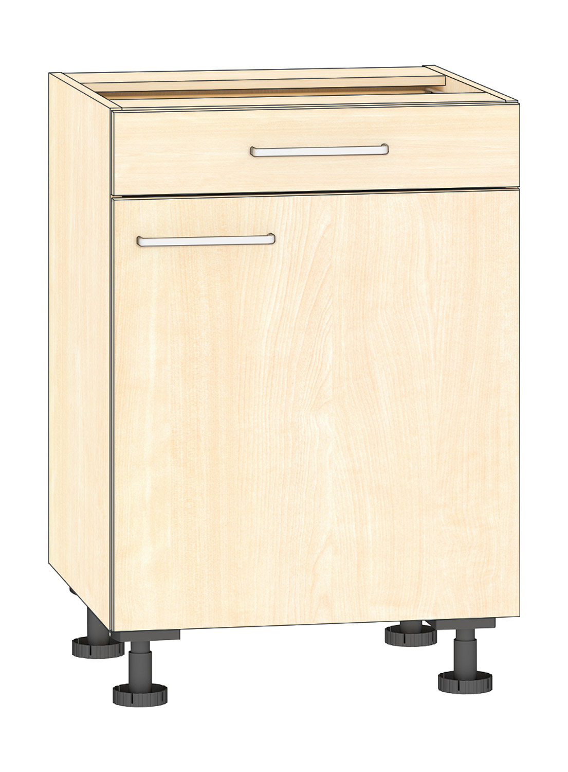 Anstellschrank Breite 60 cm, Türanschlag rechts, Ahorn