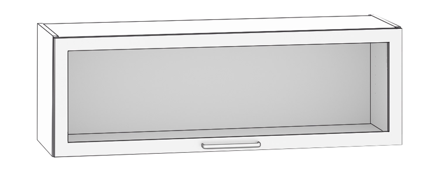 Hängeschrank mit Glasklapptür Breite 120 cm, weiß