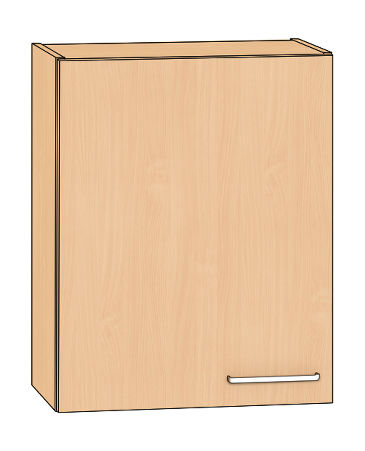 Hängeschrank Breite 60 cm, Türanschlag links, Buche