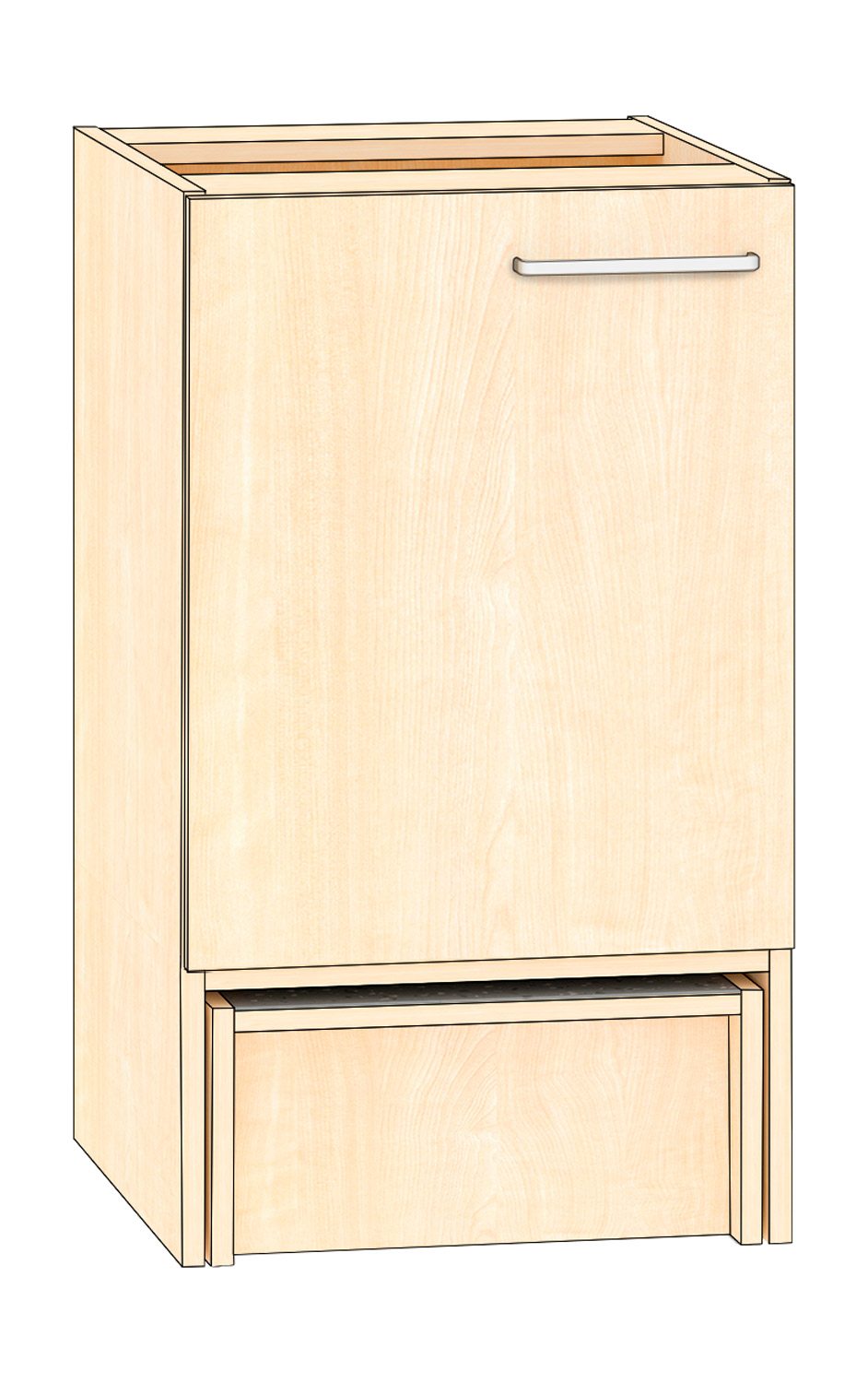 Anstellschrank Breite 50 cm, Türanschlag links, Ahorn