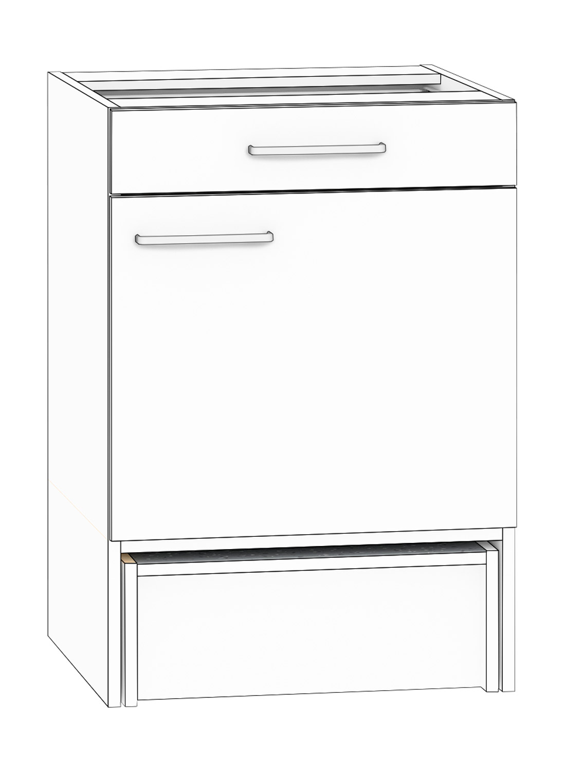 Anstellschrank Breite 60 cm, Türanschlag rechts, weiß