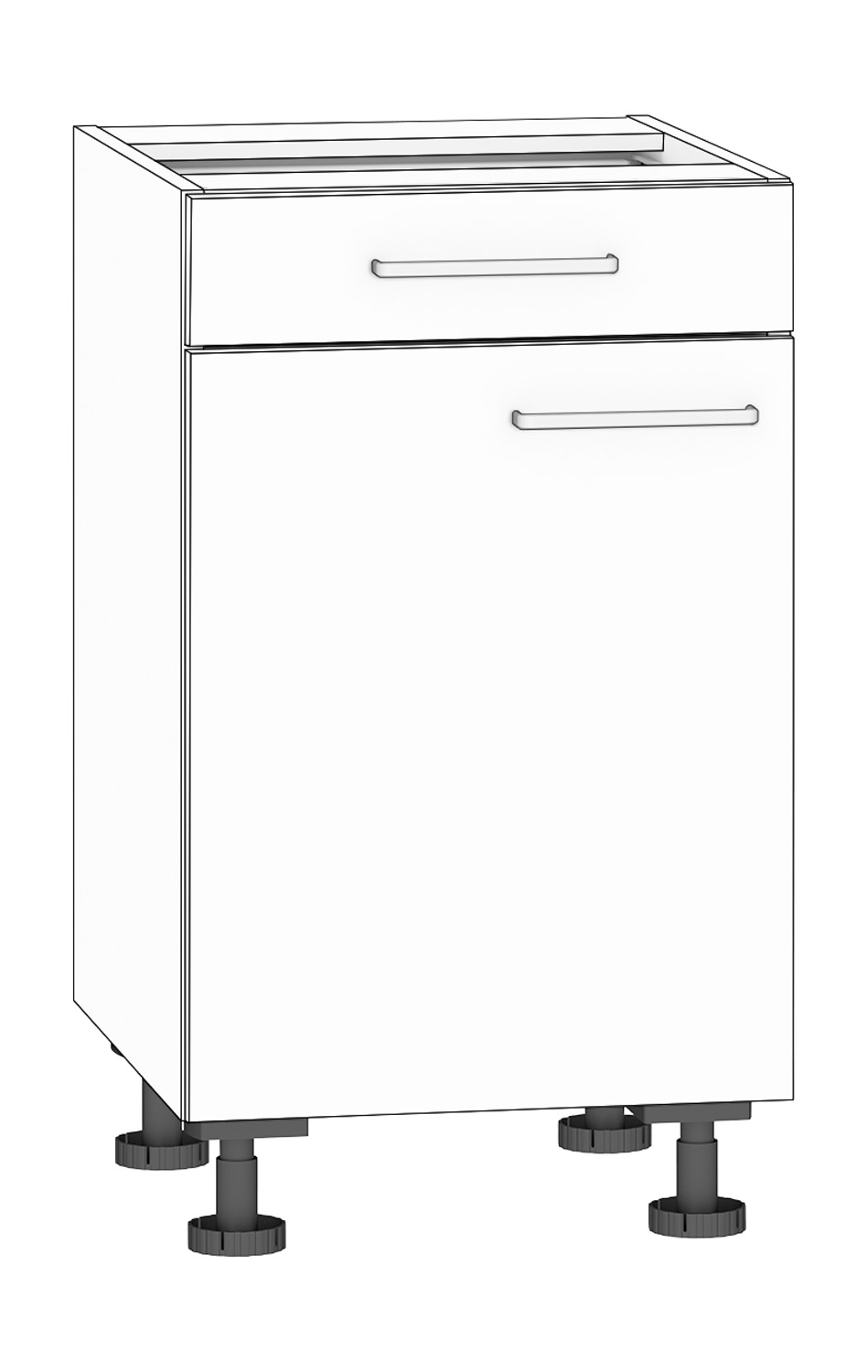 Anstellschrank Breite 50 cm, Türanschlag links, weiß