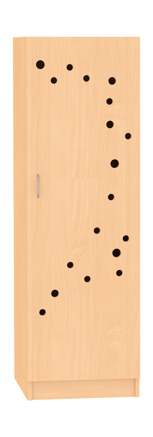 Deckenschrank, Breite 51 cm. Türe mit Lüftungslöchern 62 cm tief, Buche Dekor