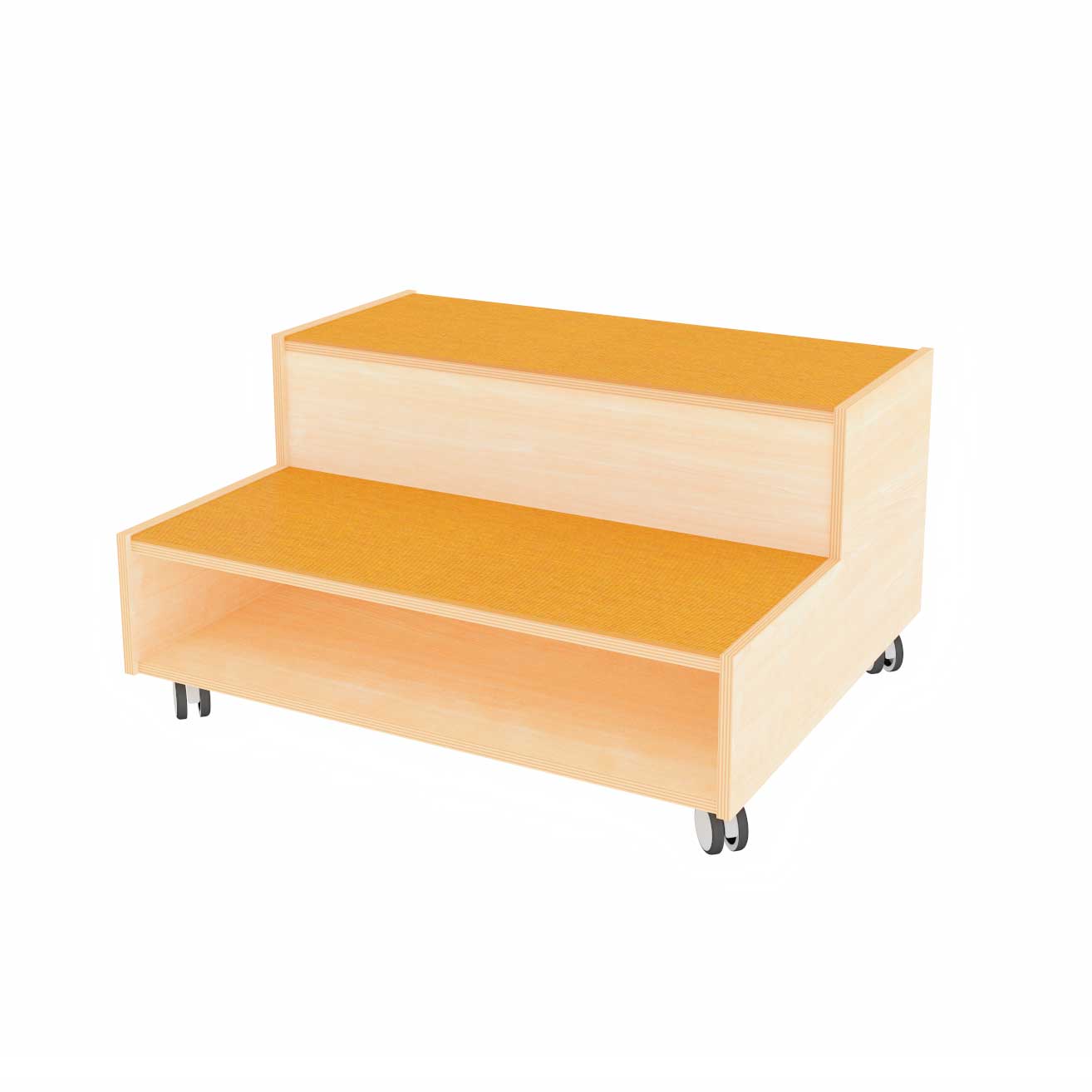 Stufenpodest mit Tretfort Teppich fahrbar, 100 cm breit safran