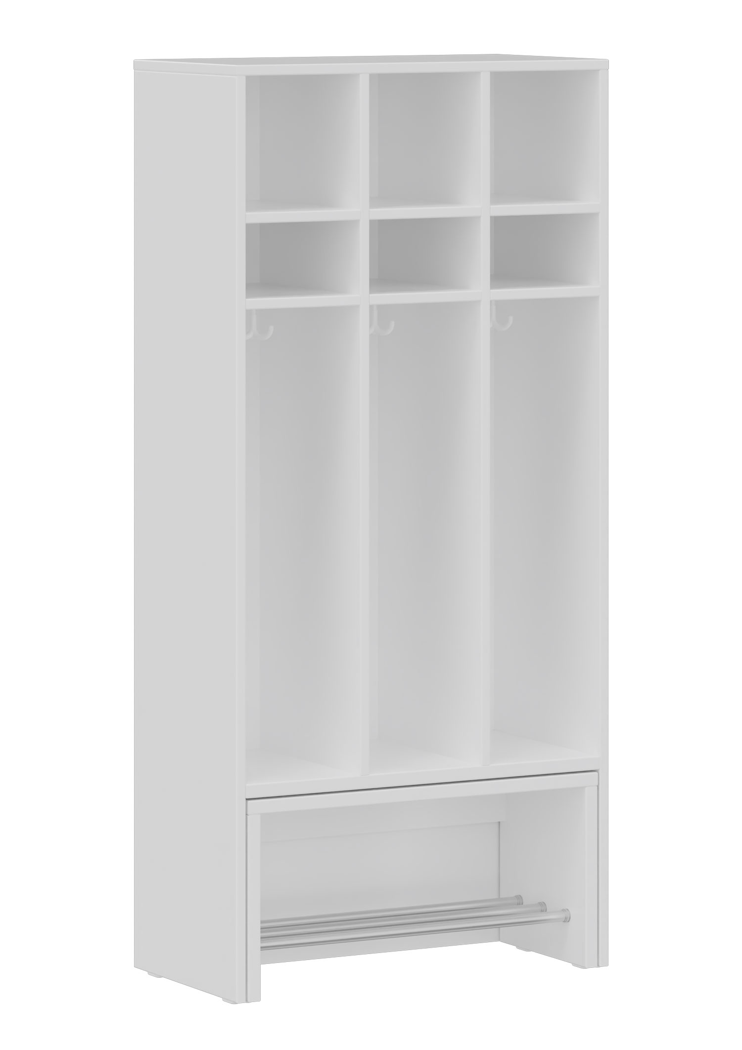 hej Garderobe mit Ausziehbank B mit 22,6 cm Fachbreite Größe 3, 3 Schrankfächer