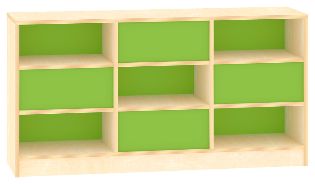 Raumteilregal mit wechselseitigen Rückwänden, Breite 149 cm