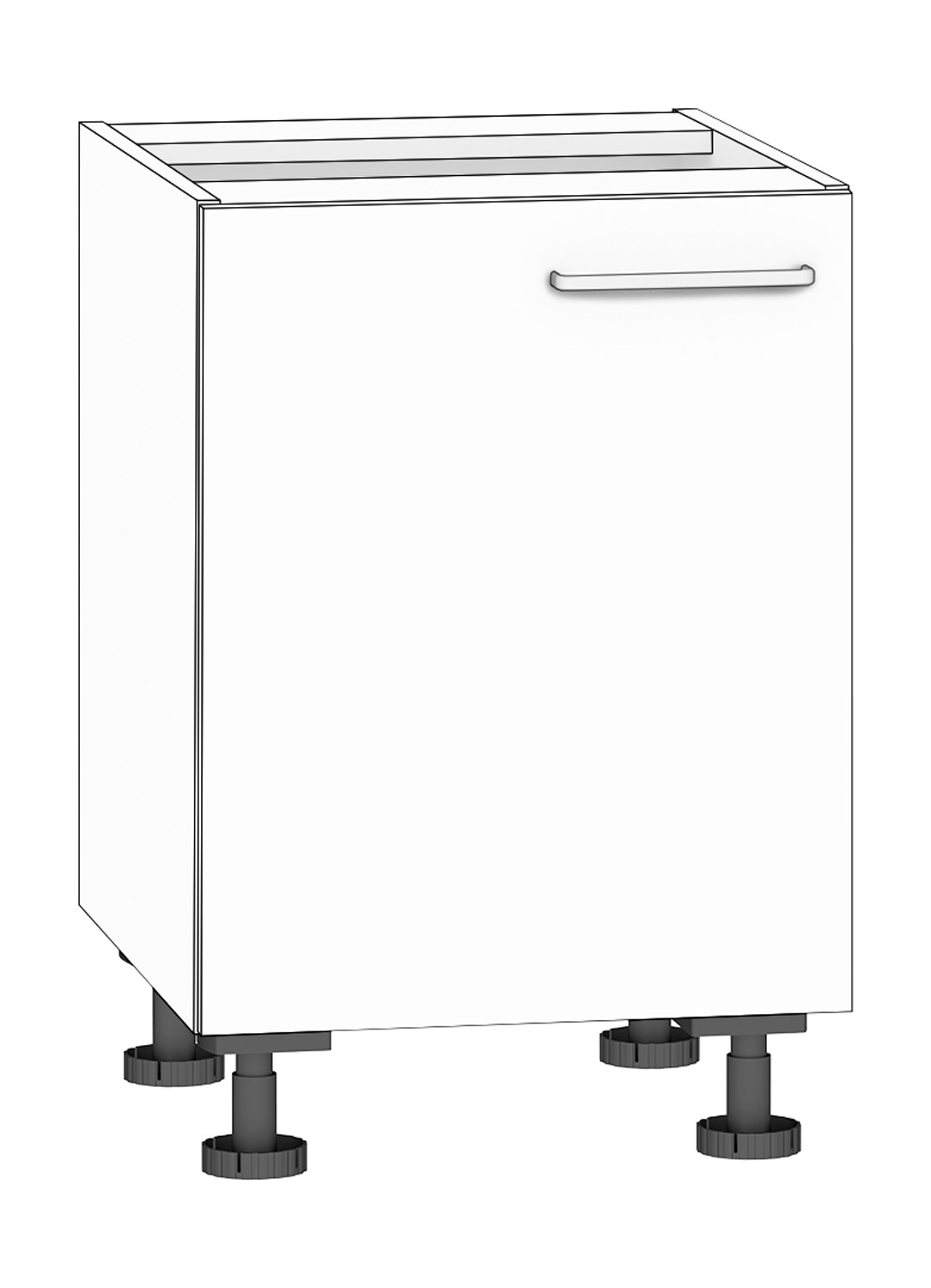 Anstellschrank Breite 50 cm, Türanschlag links, weiß