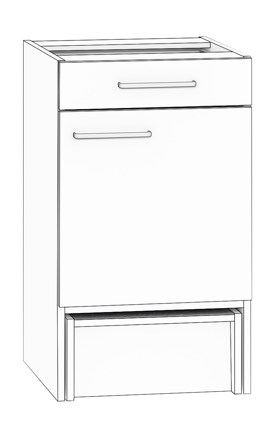 Anstellschrank Breite 50 cm, Türanschlag rechts, weiß