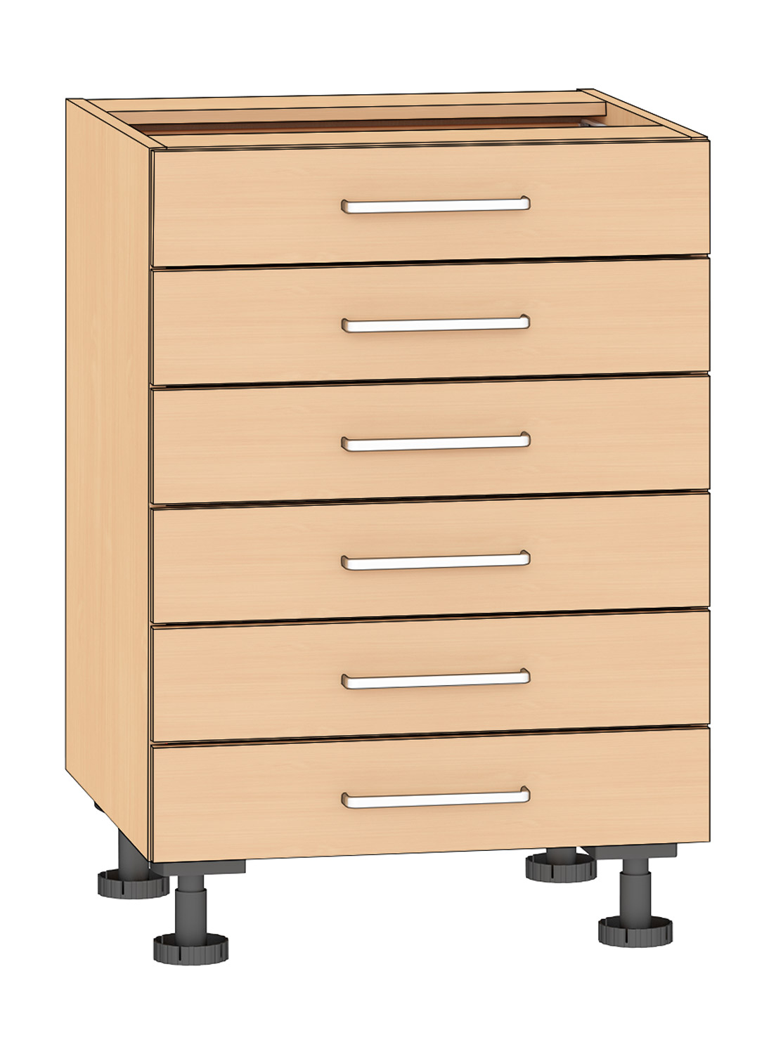 Schubkastenschrank mit 6 Schubkästen, Breite 60 cm