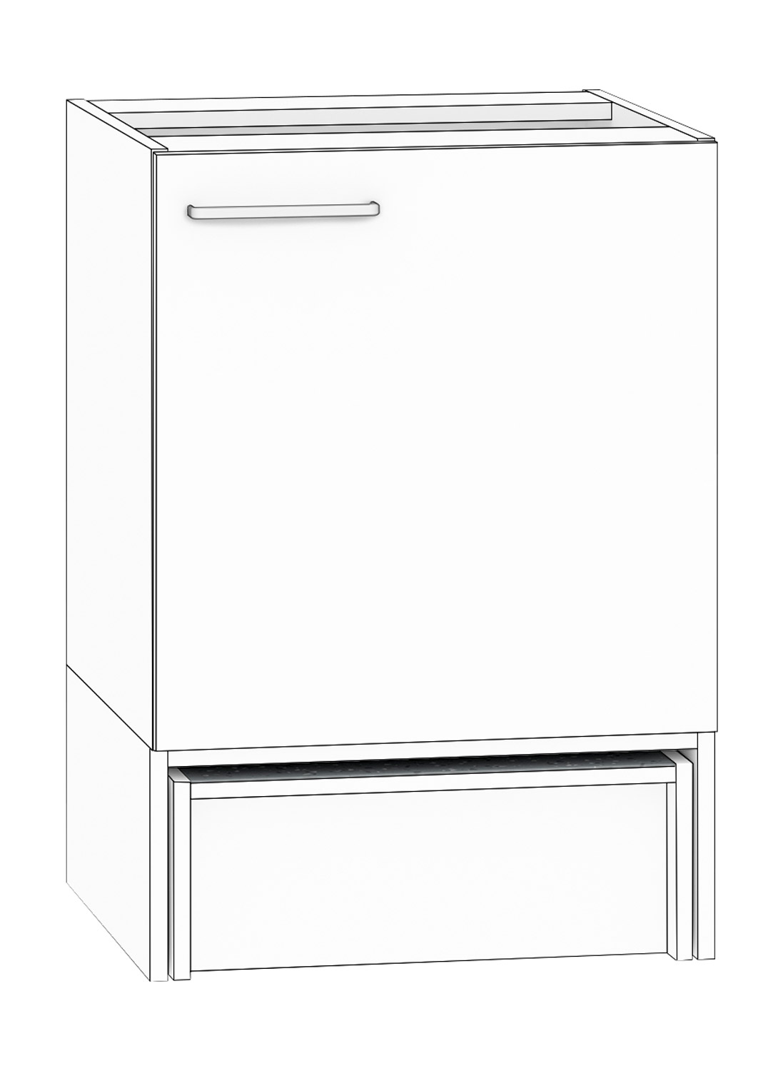 Anstellschrank Breite 60 cm, Türanschlag rechts, weiß