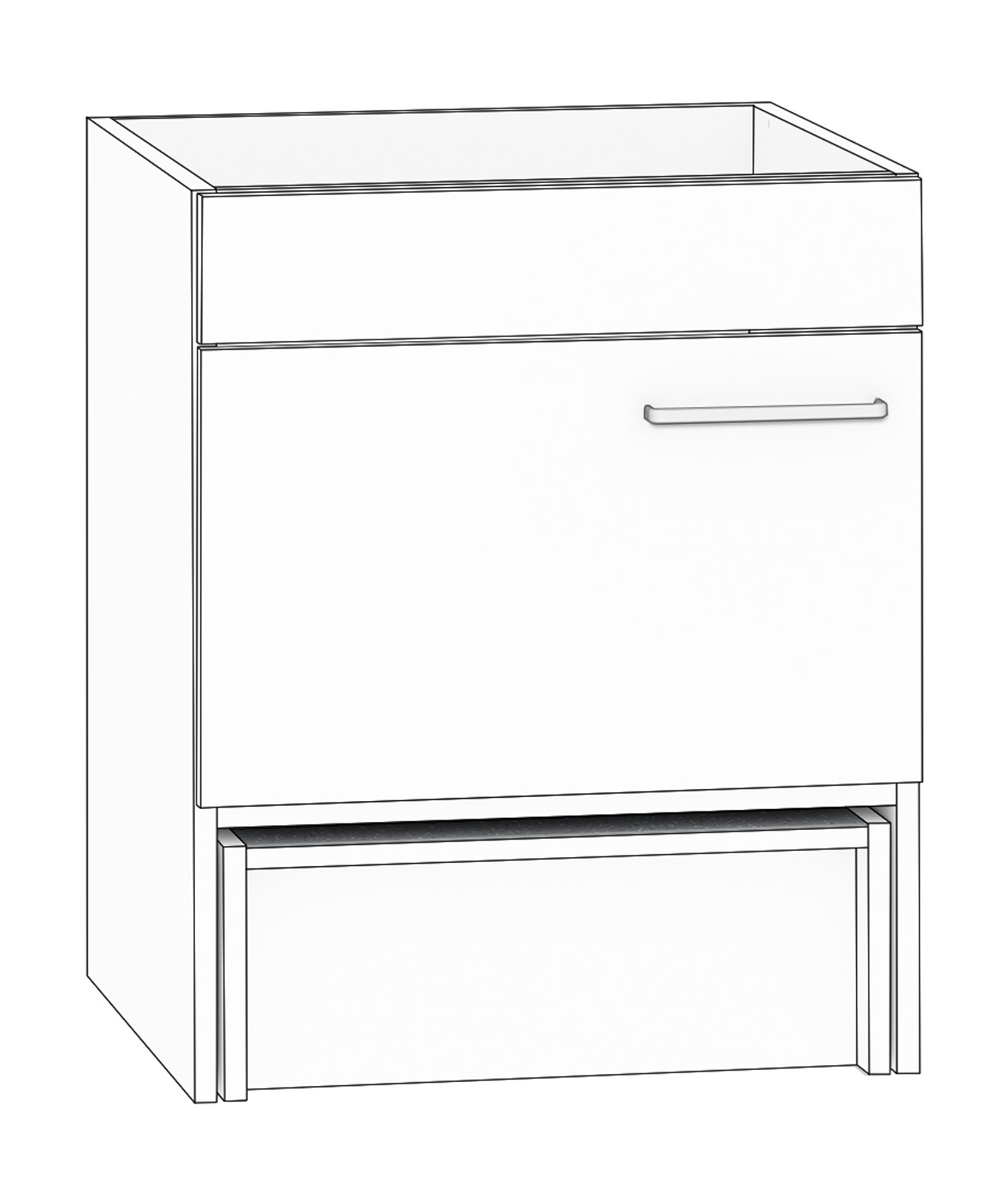 Halber Spülenschrank Breite 60 cm, Türanschlag links, weiß