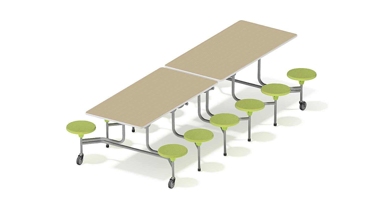 12er Tisch-Sitzkombination Ahorn Dekor, hellgrün, Sitzhöhe 44 cm