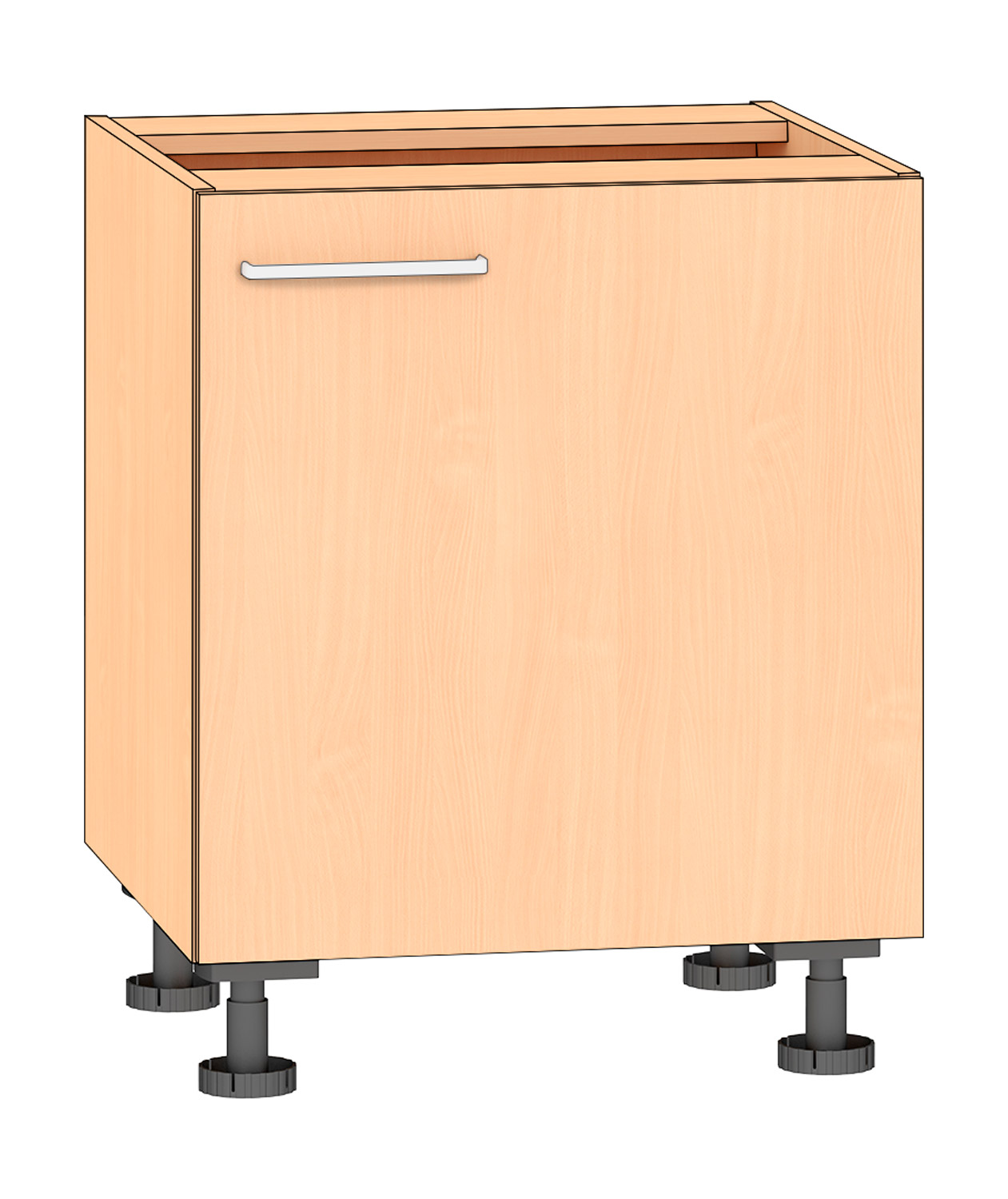 Anstellschrank Breite 60 cm, Türanschlag rechts, Buche | Dusyma