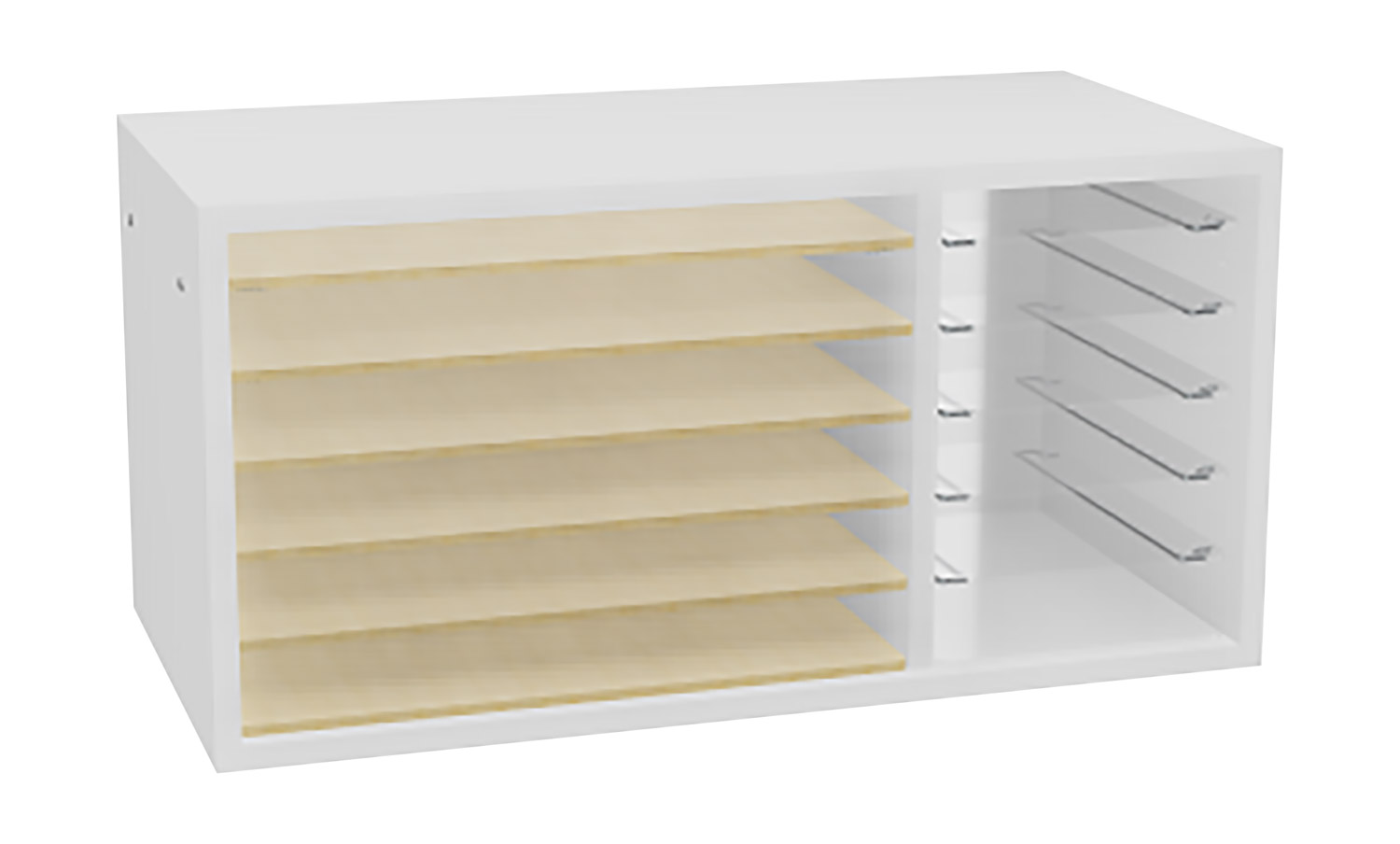 Container flach, 2 Spalten mit Projektbrettern, Breite 80 cm Container flach, 2 Spalten mit Projektbrettern, Breite 80 cm