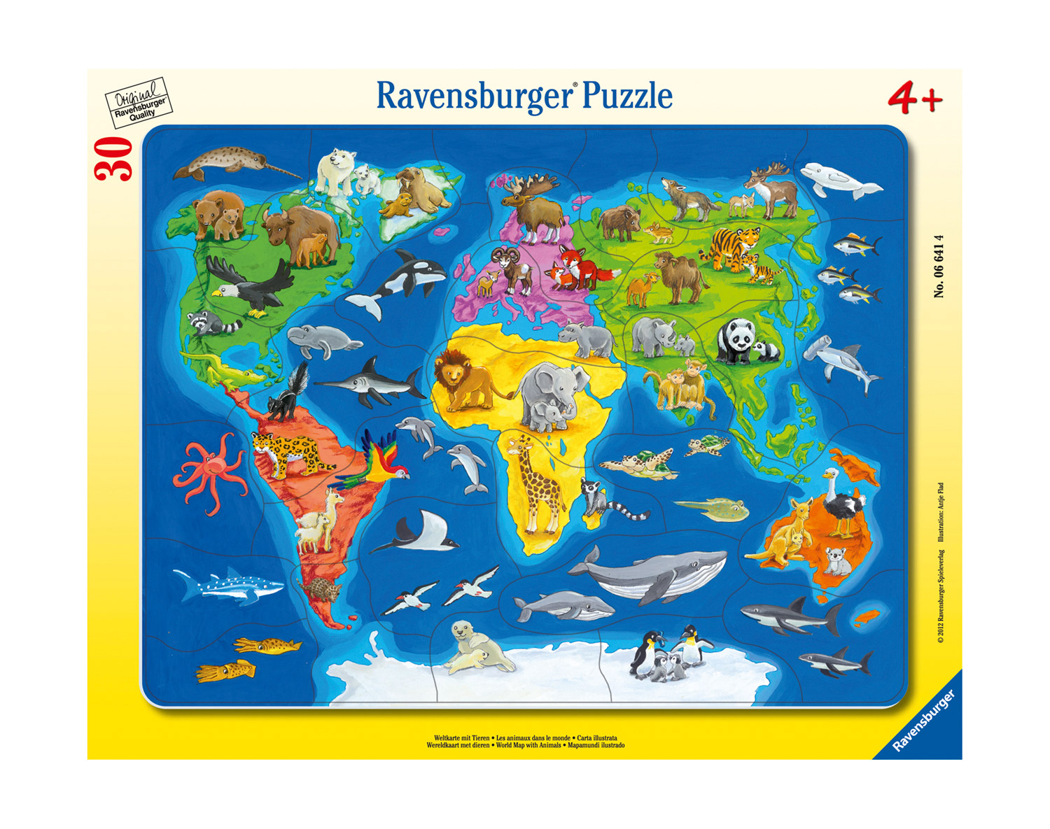 Rahmenpuzzle Weltkarte mit Tieren