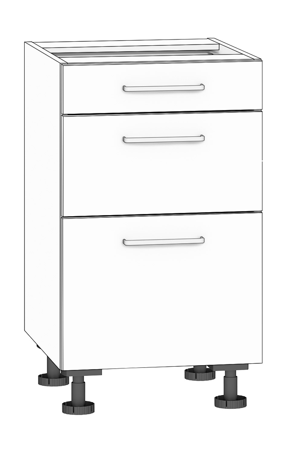 Schubkastenschrank 3 Schubkästen Breite 50 cm, weiß