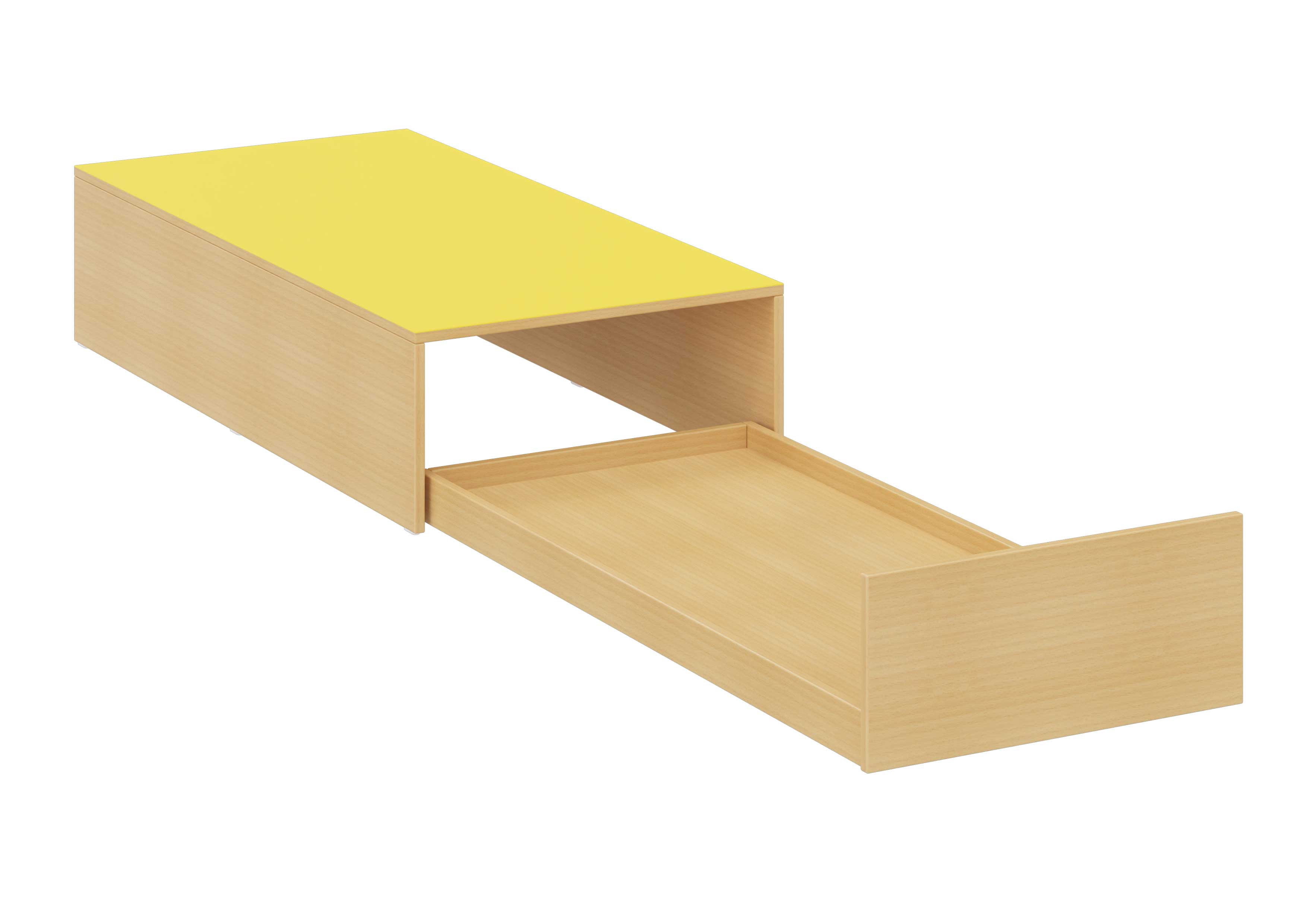 Bettenpodest mit Auszug gelb, Buche Dekor