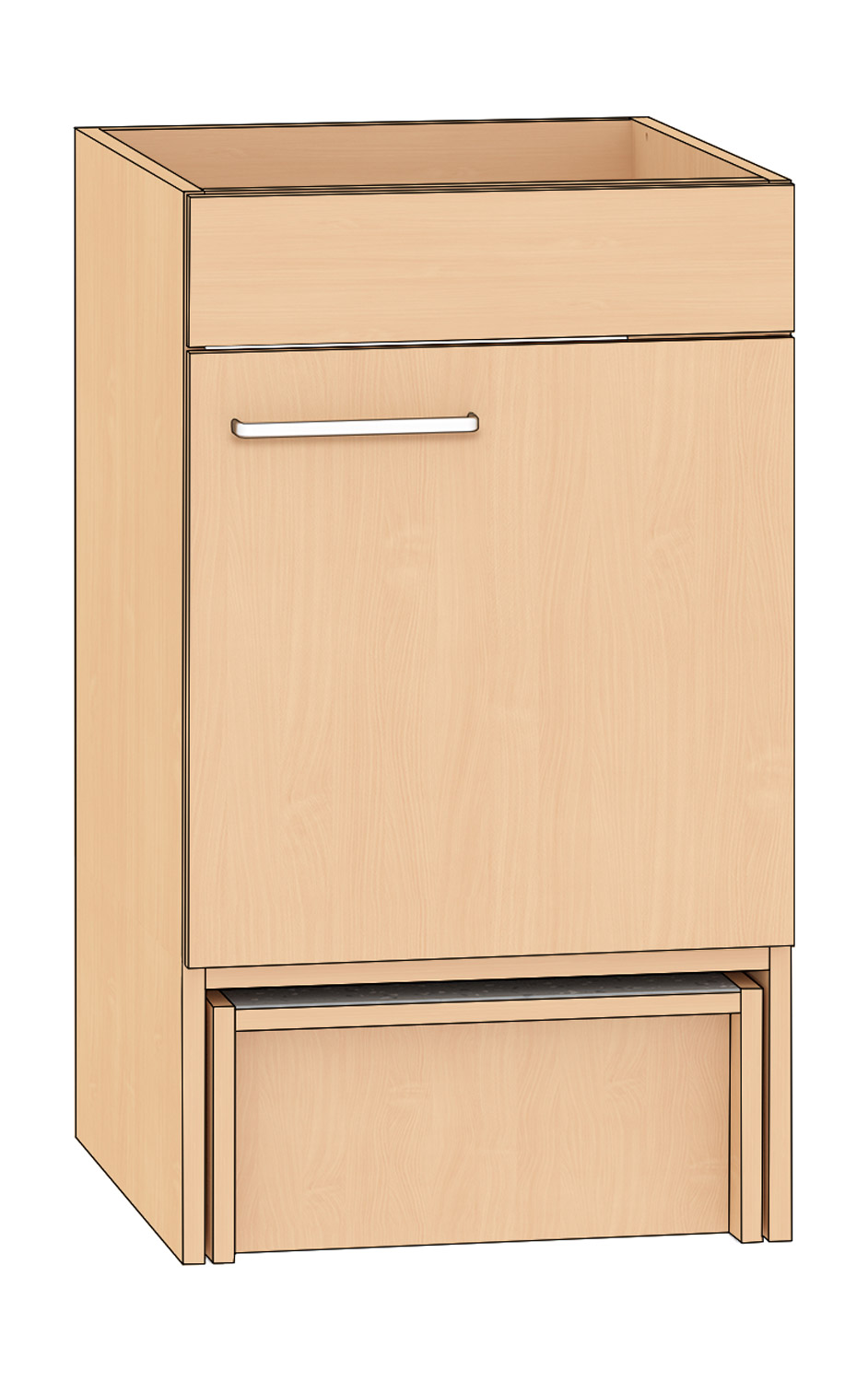 Halber Spülenschrank Breite 50 cm, Türanschlag rechts, Buche