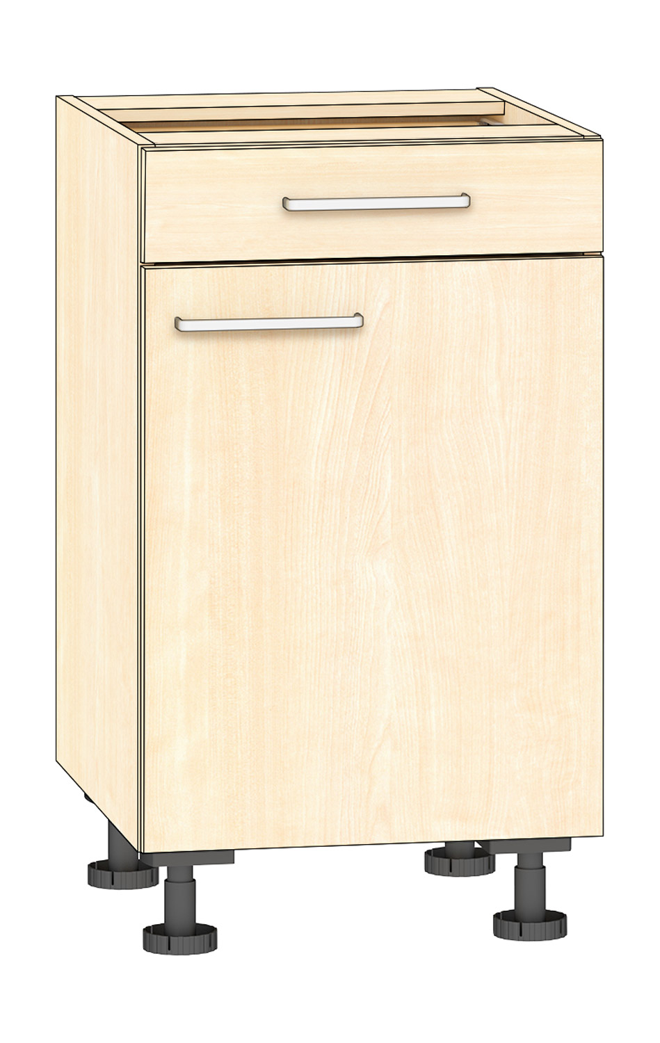 Anstellschrank Breite 50 cm, Türanschlag rechts, Ahorn