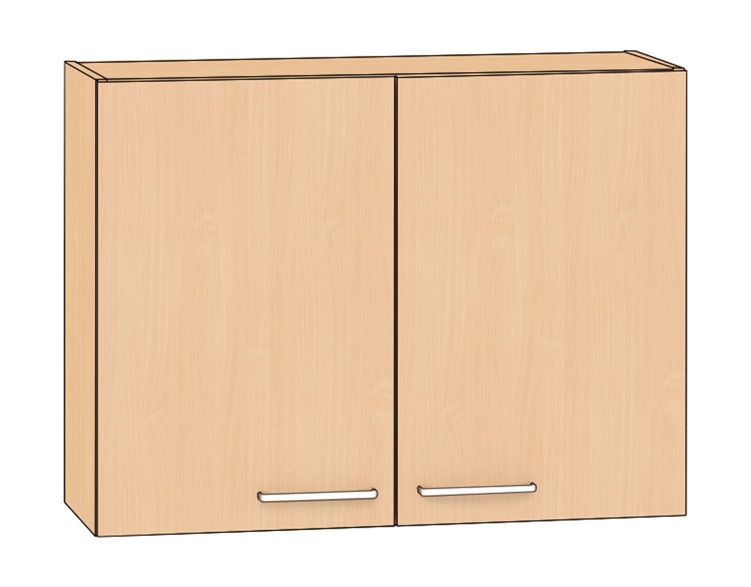 Hängeschrank 2 Türen Breite 100 cm, Buche