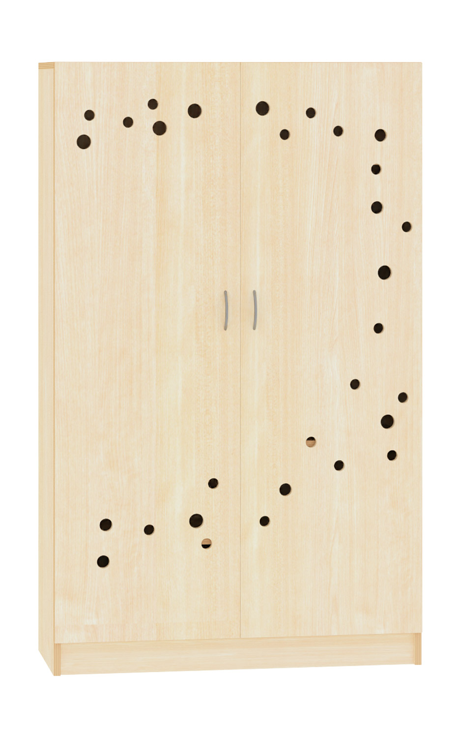 Deckenschrank, Breite 100 cm. Türen mit Lüftungslöchern 42 cm tief, Ahorn Dekor