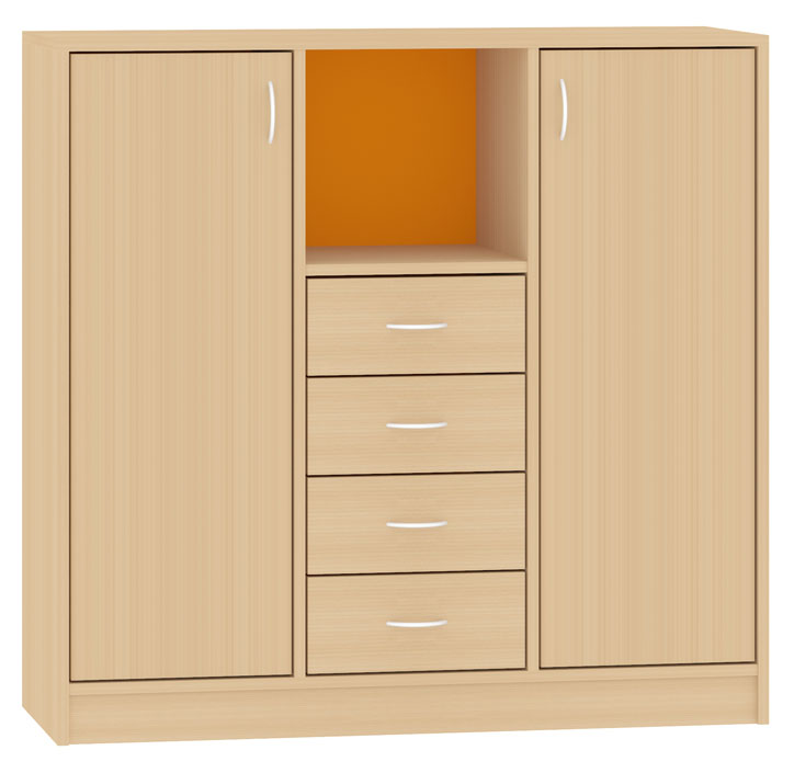 Hochschrank mit Türen und Schubkästen, Breite 125 cm