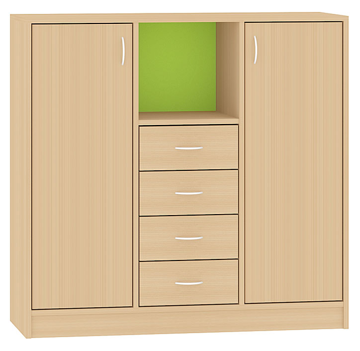 Hochschrank mit Türen und Schubkästen, Breite 125 cm