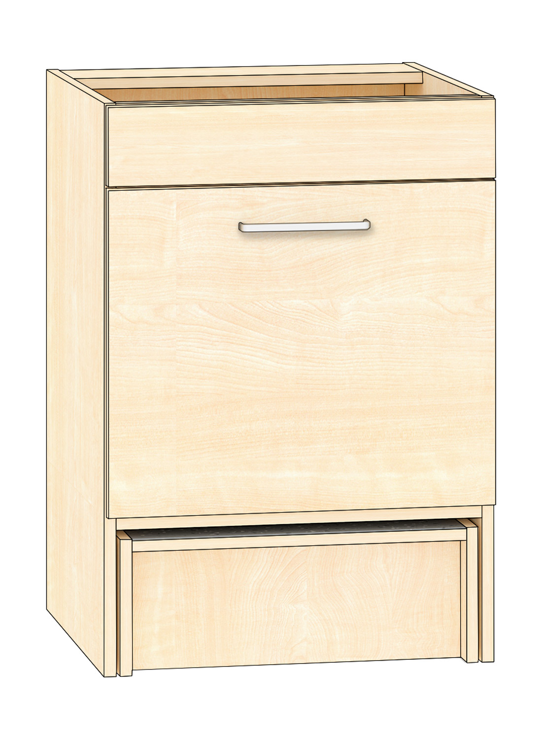 Mülleimerschrank Breite 60 cm, Ahorn 