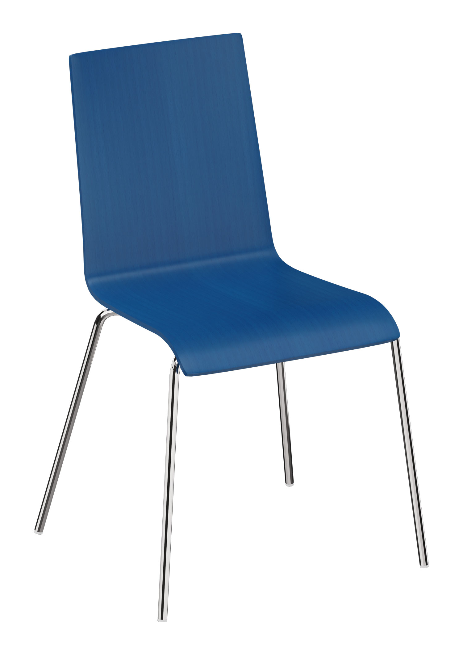 Holzstuhl Joy Café mit Chromgestell blau