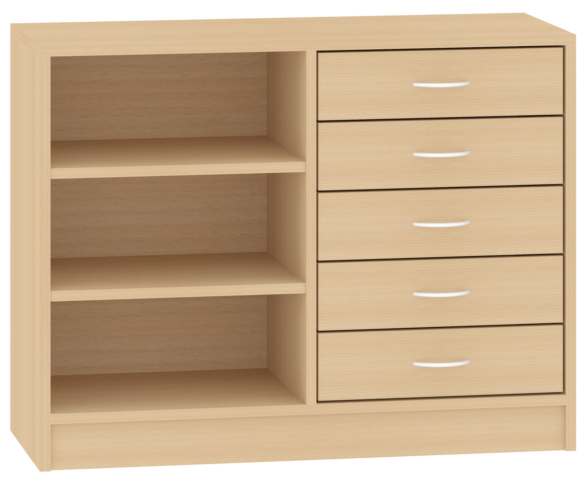 Schrank mit 5 Schubkästen und Regalteil, Breite 100 cm