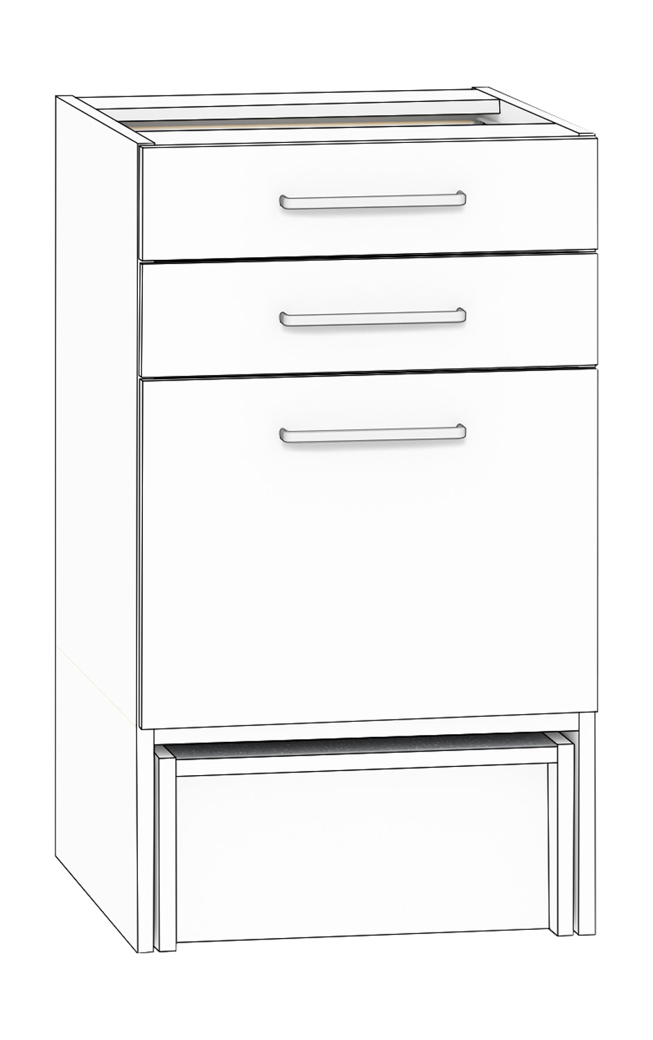 Schubkastenschrank 3 Schubkästen Breite 50 cm, weiß