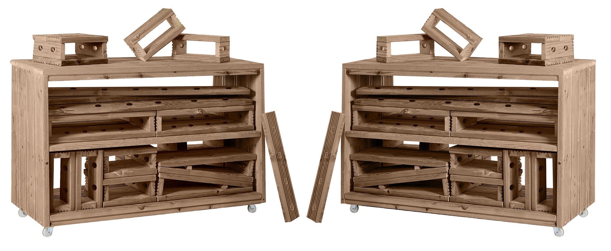 Rollwagen Spielblöcke Set
