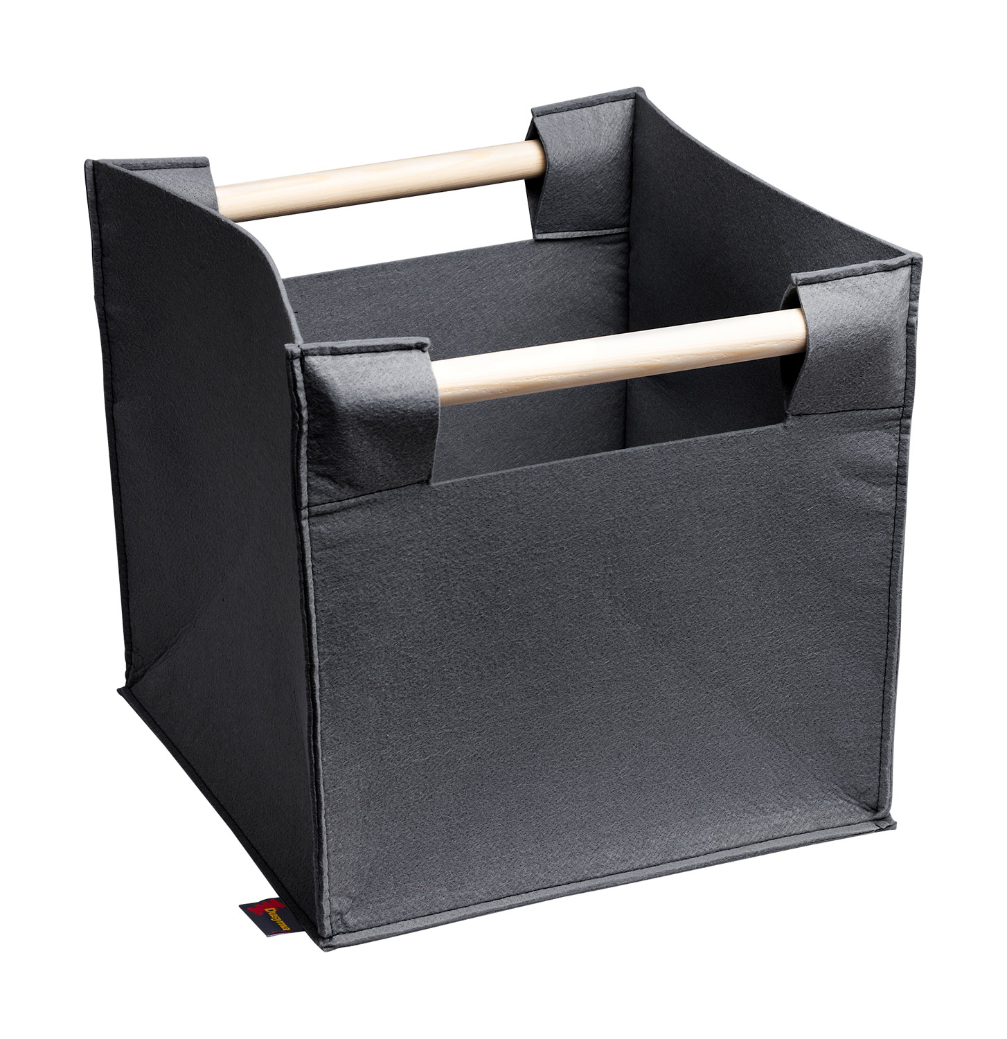 Filzkorb mit Holzgriff grau Filzkorb mit Holzgriff grau