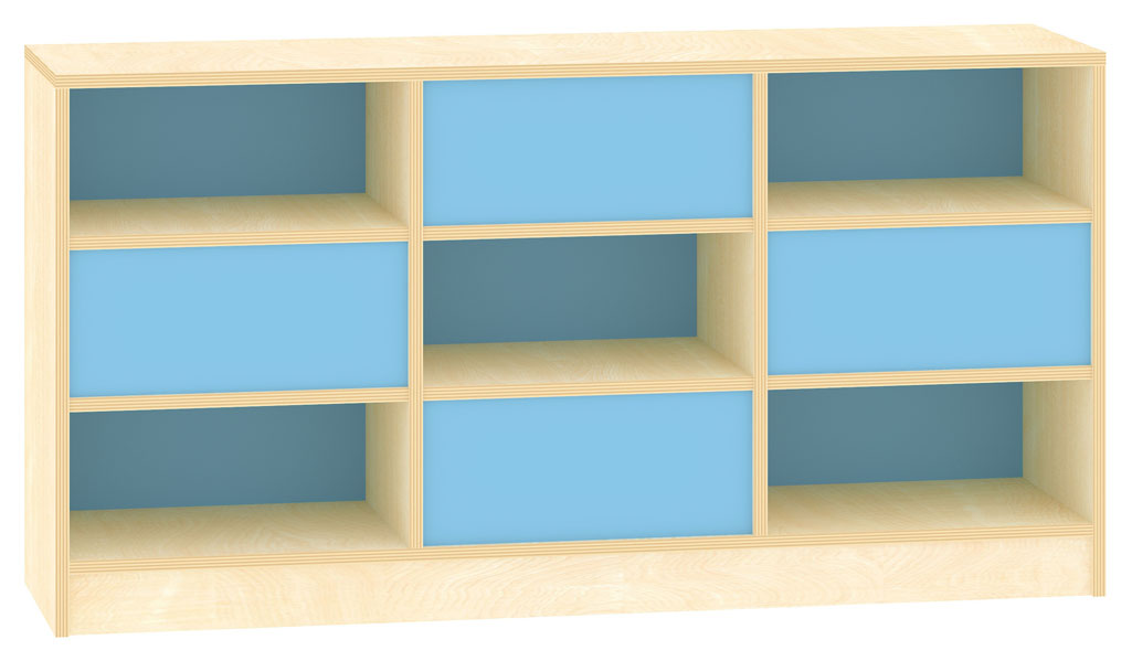 Raumteilregal mit wechselseitigen Rückwänden, Breite 149 cm