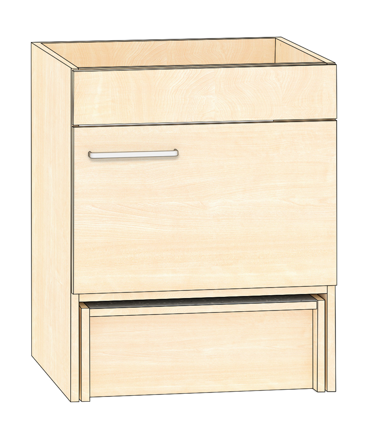 Halber Spülenschrank Breite 60 cm, Türanschlag rechts, Ahorn