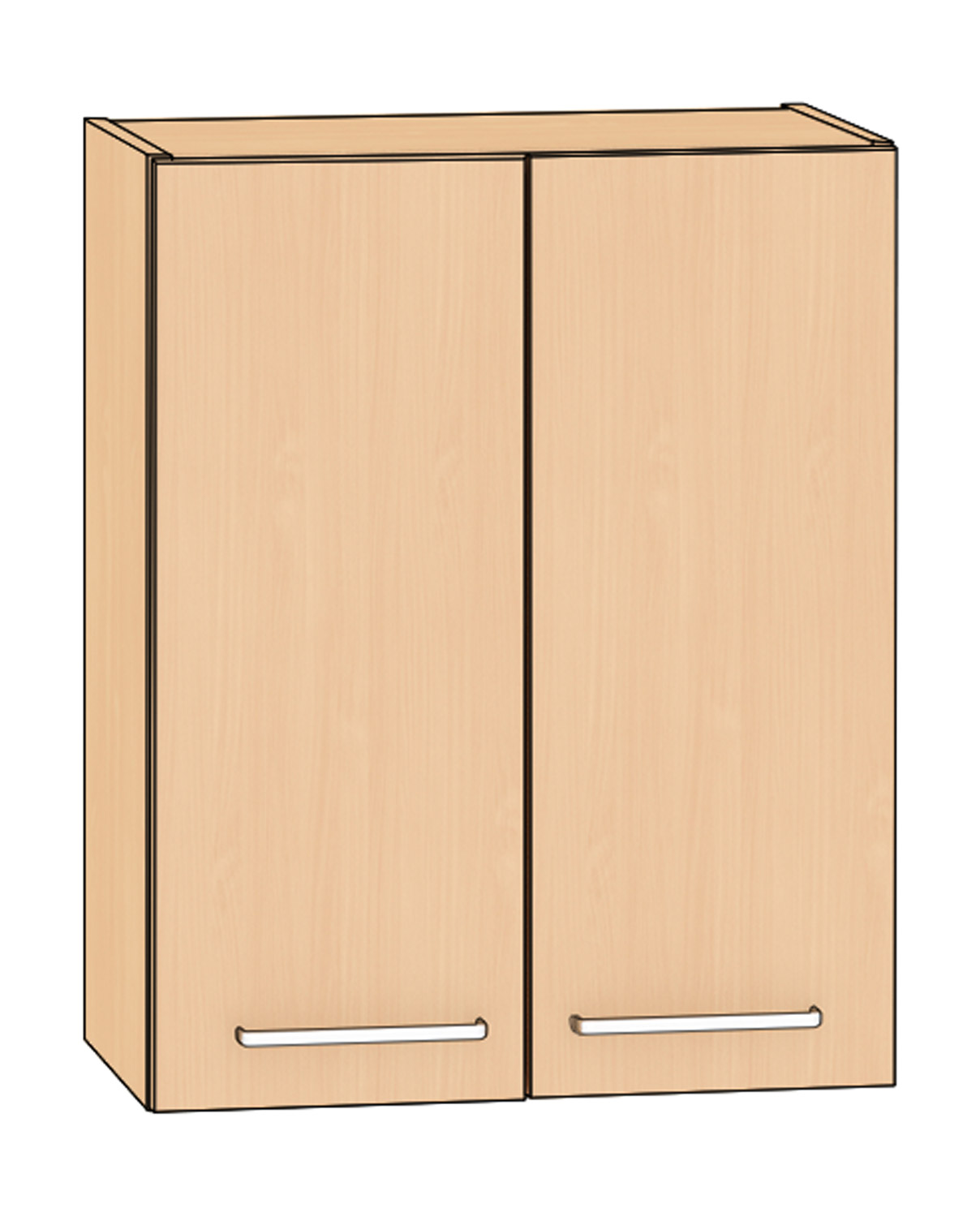 Hängeschrank 2 Türen Breite 60 cm, Buche