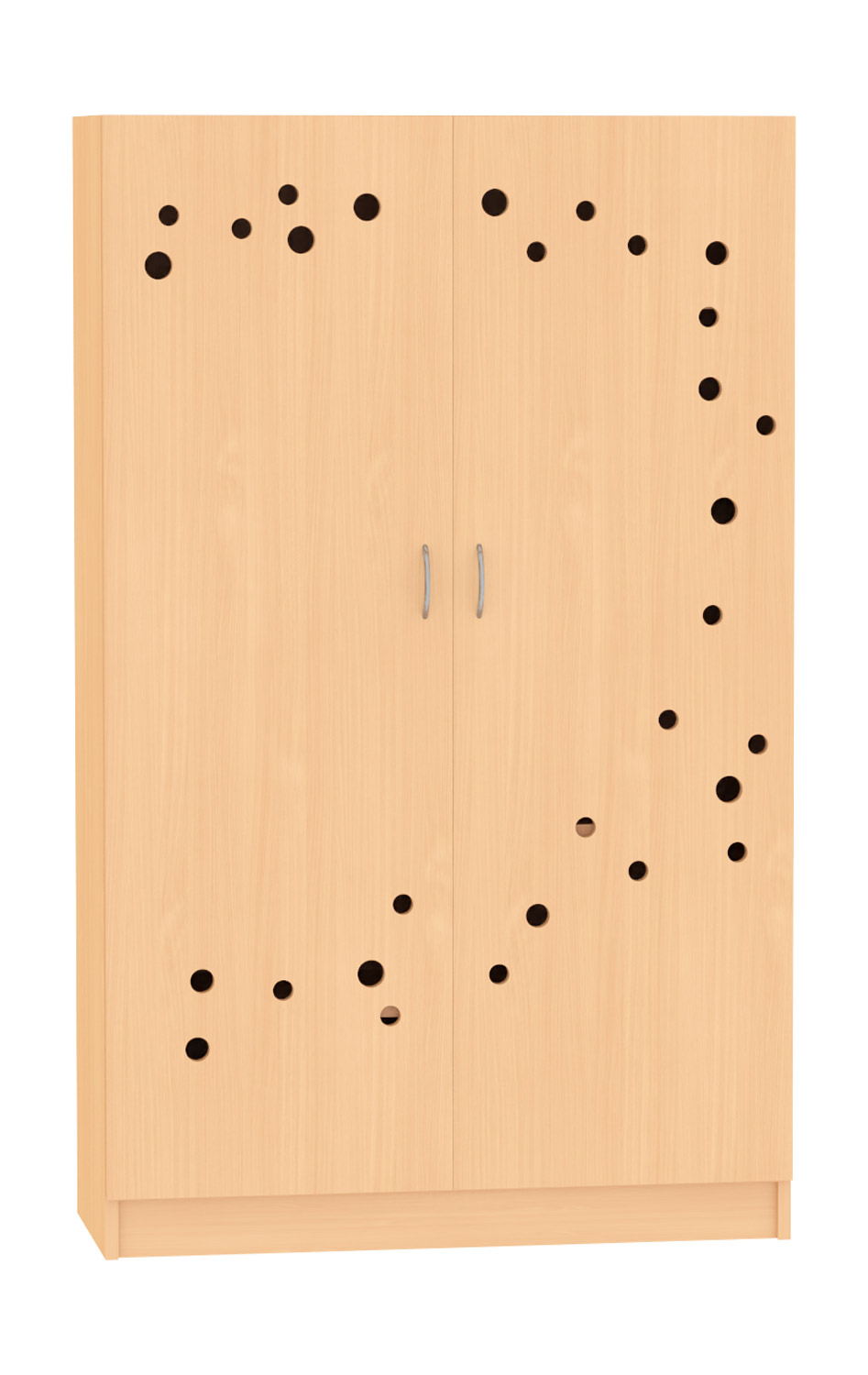 Deckenschrank, Breite 100 cm. Türen mit Lüftungslöchern 42 cm tief, Buche Dekor