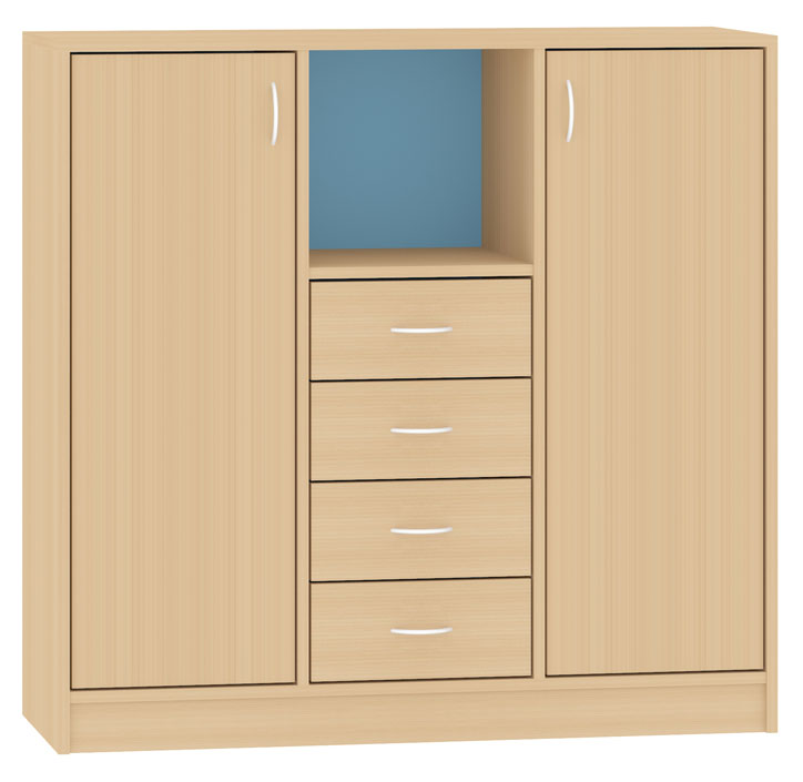 Hochschrank mit Türen und Schubkästen, Breite 125 cm