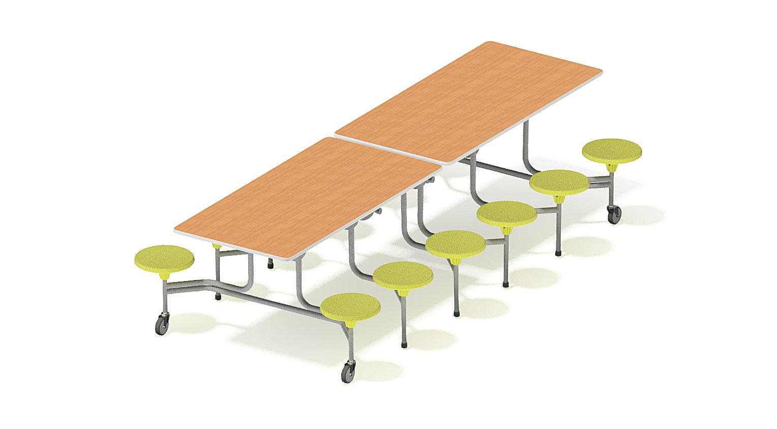 12er Tisch-Sitzkombination Buche Dekor, gelb, Sitzhöhe 44 cm